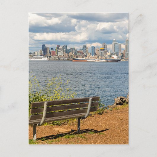 Seattle Washington City Skyline von Alki Beach Postkarte (Vorderseite)
