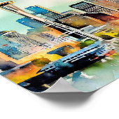 Seattle Washington City Skyline Wasserfarbe Poster (Ecke)