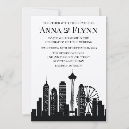 Seattle Washington City Skyline Wedding Party Einladung