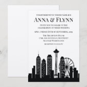 Seattle Washington City Skyline Wedding Party Einladung (Vorne/Hinten)