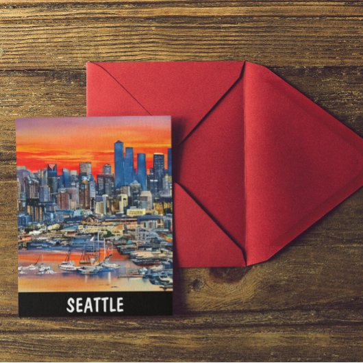 Seattle Washington City Sunset Postkarte