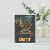 Seattle Washington Classic Retro Vintage Reise Postkarte (Stehend Vorderseite)