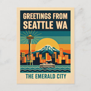 Seattle Washington – Die Emerald City Retro 1930er Postkarte