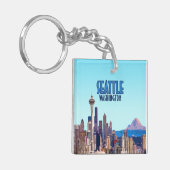 Seattle Washington Downtown Mount Rainier Vintag Schlüsselanhänger (Vorderseite links)