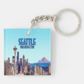 Seattle Washington Downtown Mount Rainier Vintag Schlüsselanhänger (Rückseite)