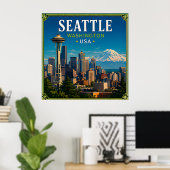 ☕ Seattle Washington Erinnerung von Space Needle ☕ Poster (Heimbüro)