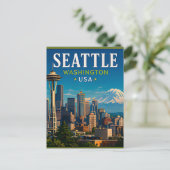 ☕ Seattle Washington Erinnerung von Space Needle ☕ Postkarte (Stehend Vorderseite)