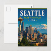 ☕ Seattle Washington Erinnerung von Space Needle ☕ Postkarte (Vorne/Hinten)