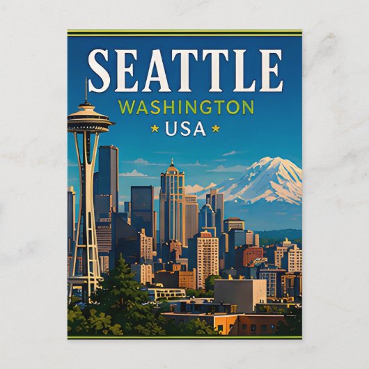 ☕ Seattle Washington Erinnerung von Space Needle ☕ Postkarte (Vorderseite)