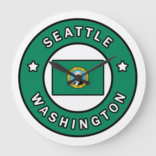 Seattle Washington Große Wanduhr (Vorderseite)