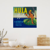 Seattle, Washington Hula Apple Label Poster (Küche)
