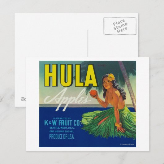 Seattle, Washington Hula Apple Label Postkarte (Vorne/Hinten)