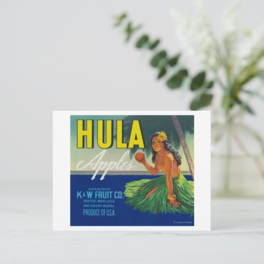 Seattle, Washington Hula Apple Label Postkarte (Stehend Vorderseite)