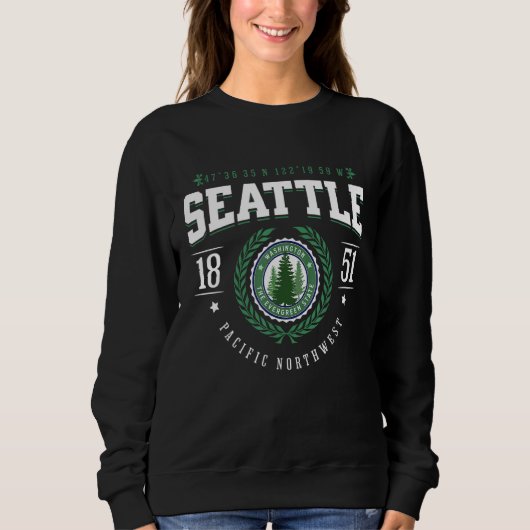 Seattle Washington Immergrüner Kiefernbaum Sonnenu Sweatshirt (Vorderseite)