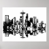 Seattle, Washington in Schwarz und Weiß Poster (Vorne)