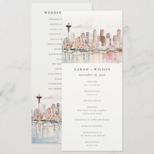 Seattle Washington Landscape Wedding Program Einladung (Vorne/Hinten)