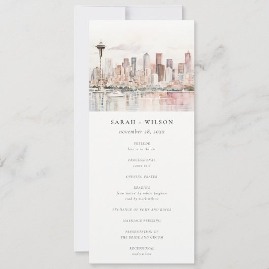 Seattle Washington Landscape Wedding Program Einladung (Vorderseite)