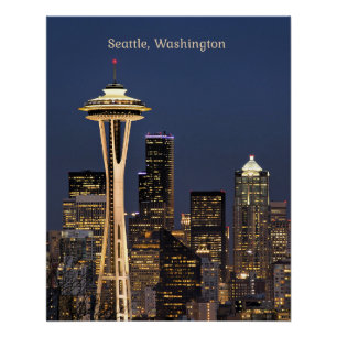 Seattle, Washington, landschaftliche Sicht Poster