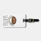 Seattle Washington Latte Coffee Cup Personalisiert Gepäckanhänger (Vorderseite horizontal)