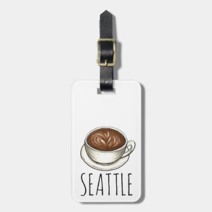 Seattle Washington Latte Coffee Cup Personalisiert Gepäckanhänger
