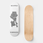 Seattle, Washington Map Art Skateboard (Vorderseite)