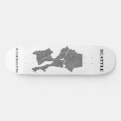 Seattle, Washington Map Art Skateboard (Horizontal)