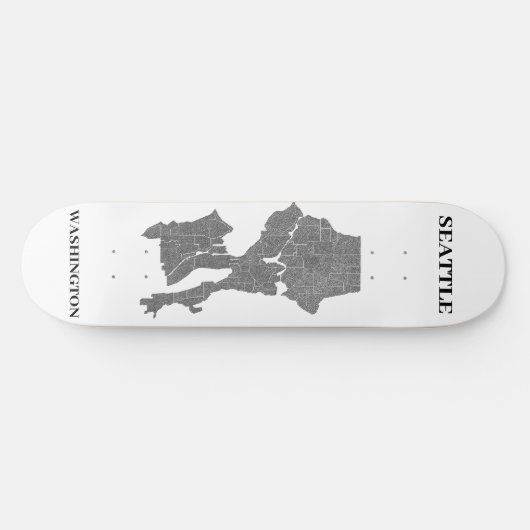 Seattle, Washington Map Art Skateboard (Horizontal)