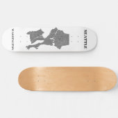 Seattle, Washington Map Art Skateboard (Horizontal)