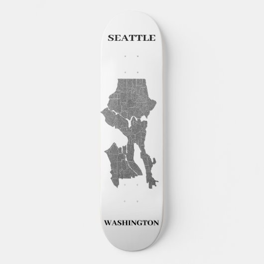 Seattle, Washington Map Art Skateboard (Vorderseite)