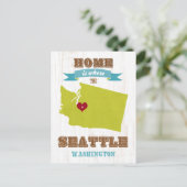 Seattle, Washington Map - Zuhause ist, wo Postkarte (Stehend Vorderseite)