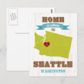Seattle, Washington Map - Zuhause ist, wo Postkarte (Vorne/Hinten)