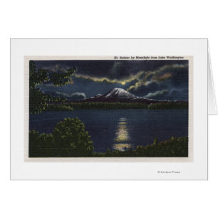 Seattle, Washington - Moonlit Ansicht von Mt.