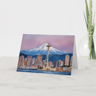 Seattle Washington Mount Rainier Aquarell Karte
