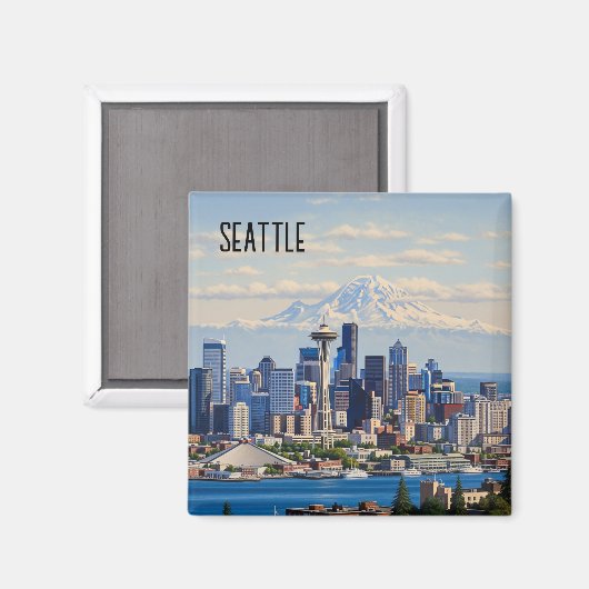 Seattle Washington Mt Rainier Magnet (Vorderseite/Rückseite)
