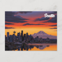 Seattle Washington Mt Rainier Sunset