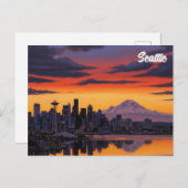 Seattle Washington Mt Rainier Sunset Postkarte (Vorne/Hinten)