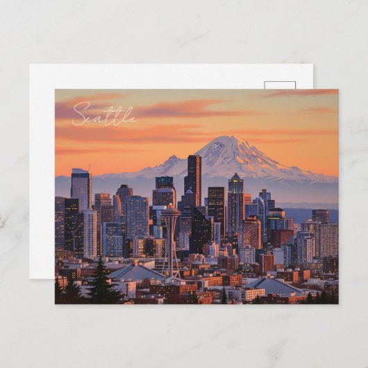 Seattle Washington Mt Rainier Sunset Postkarte (Vorne/Hinten)