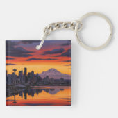 Seattle Washington Mt Rainier Sunset Schlüsselanhänger (Rückseite)