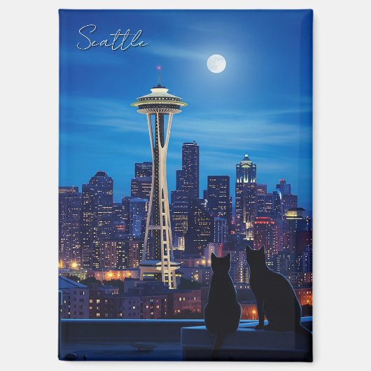 Seattle Washington Night Magnet (Vorderseite)