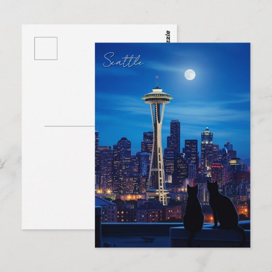 Seattle Washington Night Postkarte (Vorne/Hinten)