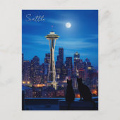 Seattle Washington Night Postkarte (Vorderseite)