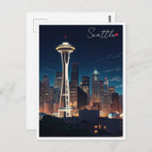 Seattle Washington Night Postkarte (Vorne/Hinten)