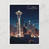Seattle Washington Night Postkarte (Vorderseite)