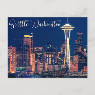 Seattle Washington Postcard Night Life Postkarte