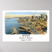 Seattle Washington Poster, Aquarell, Maßgeschneide Poster (Vorne)