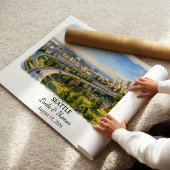 Seattle Washington Poster, Aquarell, Maßgeschneide Poster