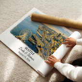 Seattle Washington Poster, Aquarell, Maßgeschneide Poster