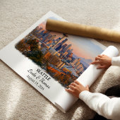 Seattle Washington Poster, Aquarell, Maßgeschneide Poster