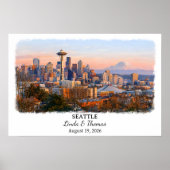 Seattle Washington Poster, Aquarell, Maßgeschneide Poster (Vorne)