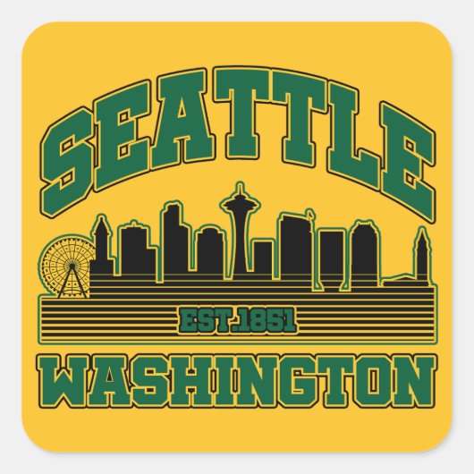 Seattle, Washington Quadratischer Aufkleber (Vorderseite)